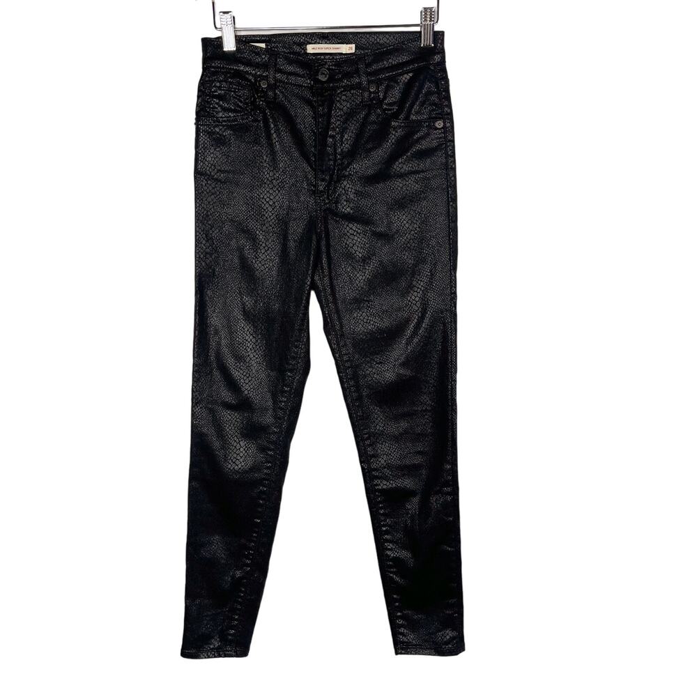 Levis Womens 26 Black Serpent Mile High Super Skinny Jeans Snakeskin Foil Cotton